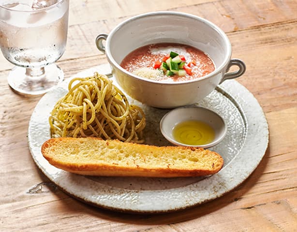 ガスパッチョつけ麺パスタ～ヨーロッパから初夏の風～