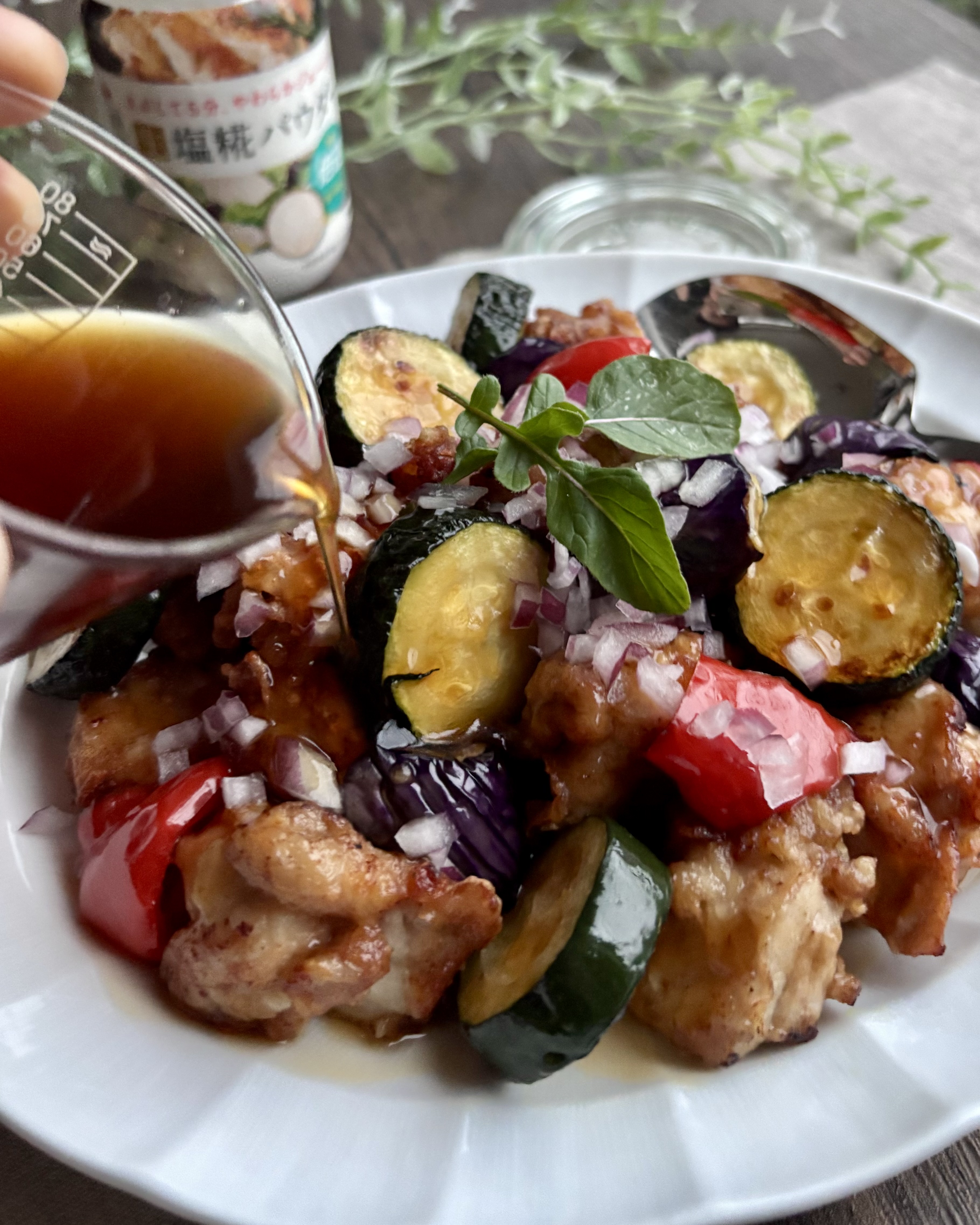 塩糀揚げ鶏と野菜の甘酢あん
