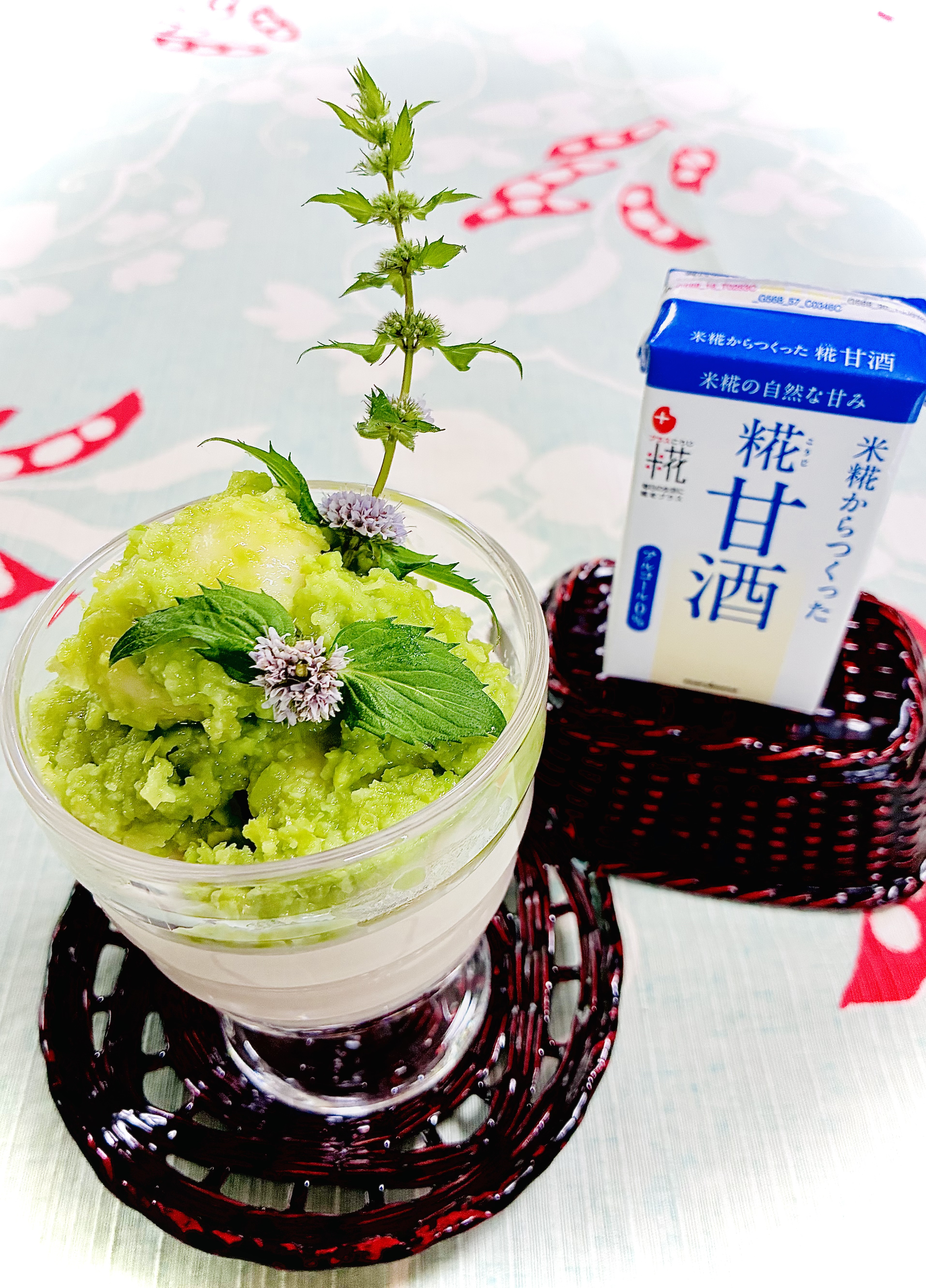 糀甘酒でパンナコッタずんだ白玉ver.