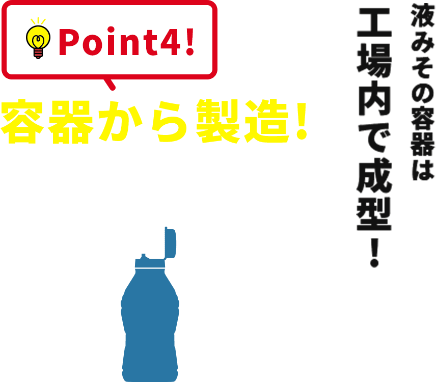Point4!容器から製造!液みその容器は工場内で成型!