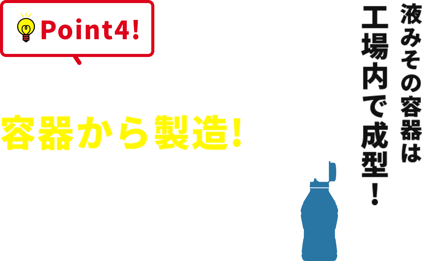 Point4!なんと!容器から製造!液みその容器は工場内で成型!