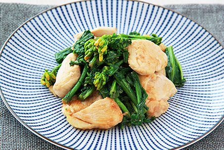 鶏むね肉と菜の花のみそ炒め