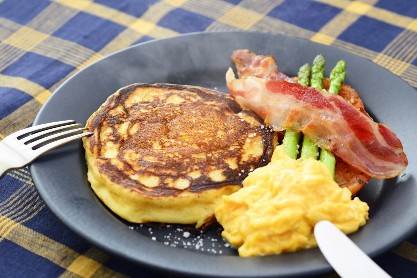 大豆粉とヨーグルトの朝ごはんパンケーキ