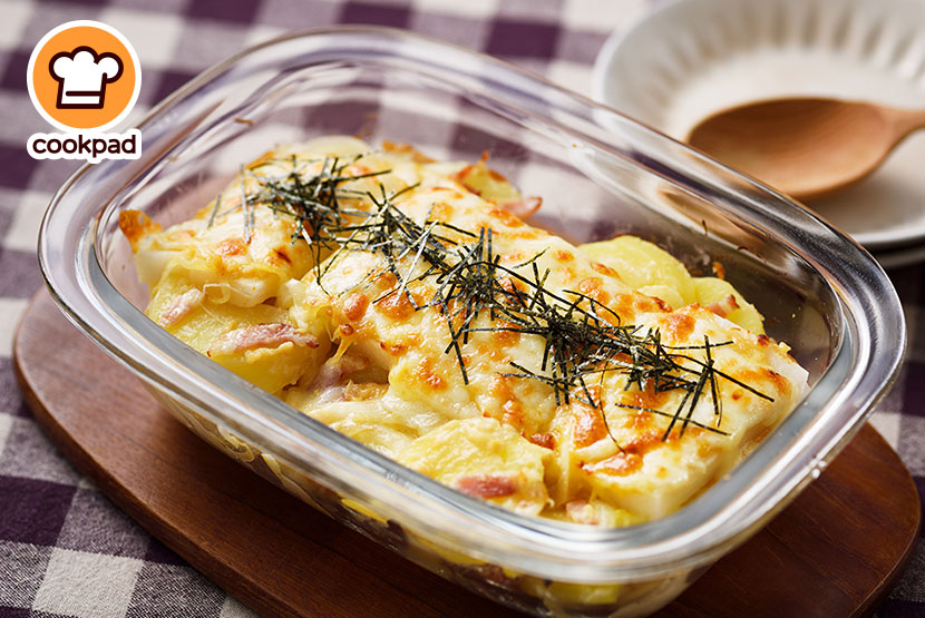 お餅とポテトのみそチーズグラタン