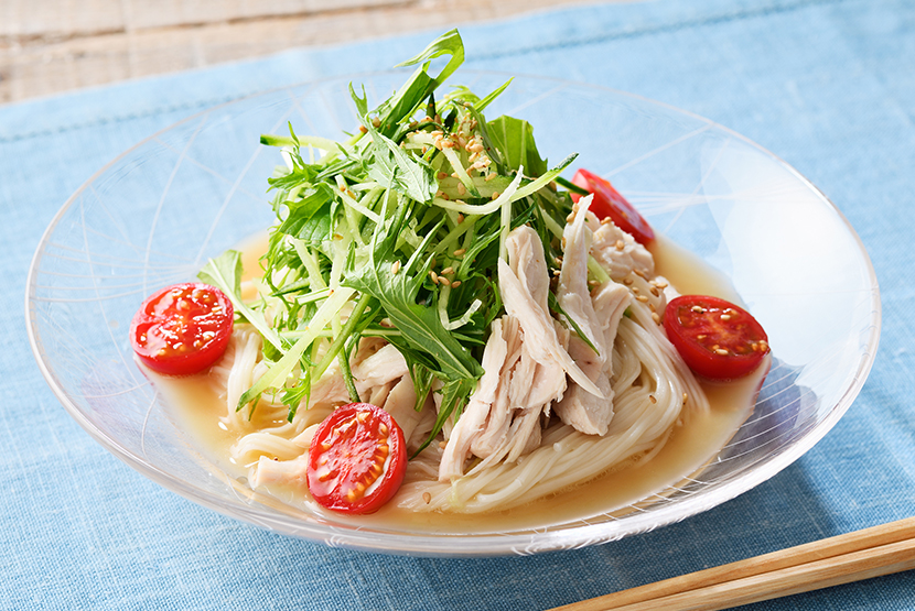 野菜たっぷり糀甘酒の冷やし白湯風そうめん