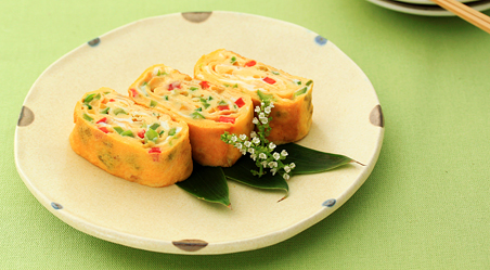 カラフル野菜の塩糀卵焼き