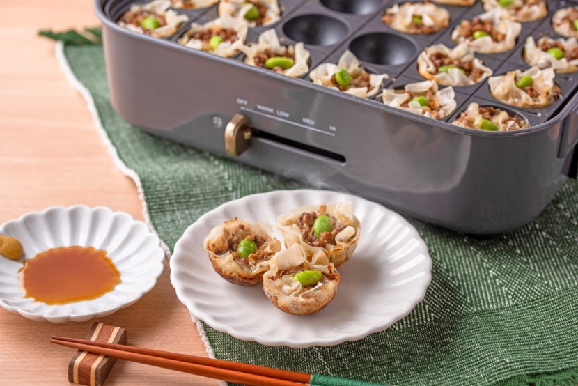 たこ焼き器で大豆のお肉のシュウマイ