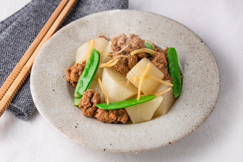 大根と大豆のお肉の照り煮