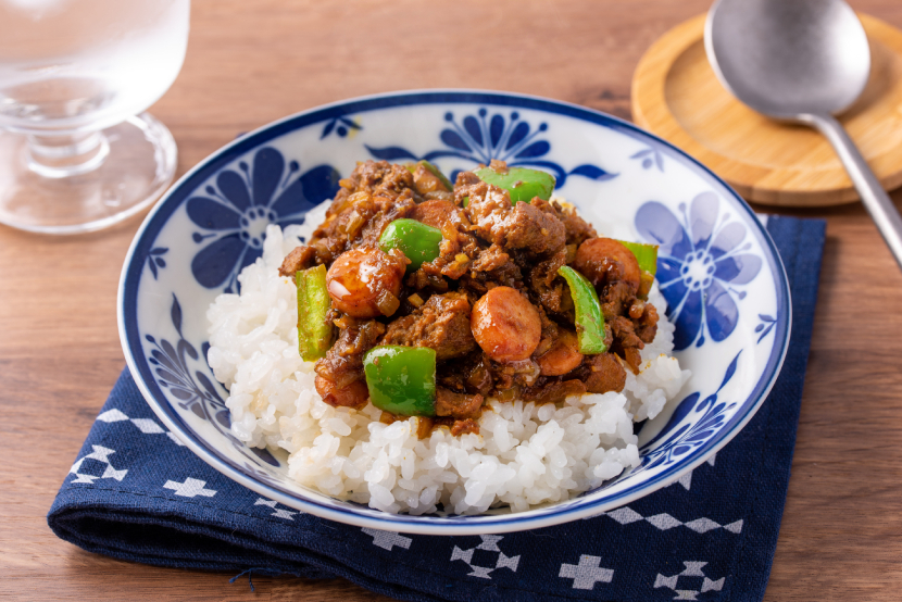 大豆のお肉のジャンバラヤ丼