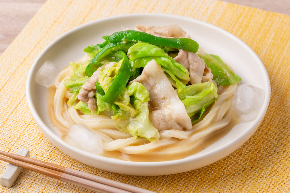 豚薄切り肉のレンジ蒸しのっけ涼味麺