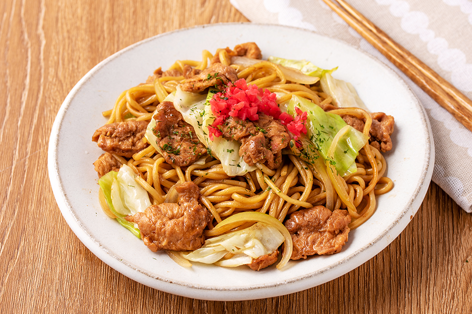 大豆のお肉で焼きそば