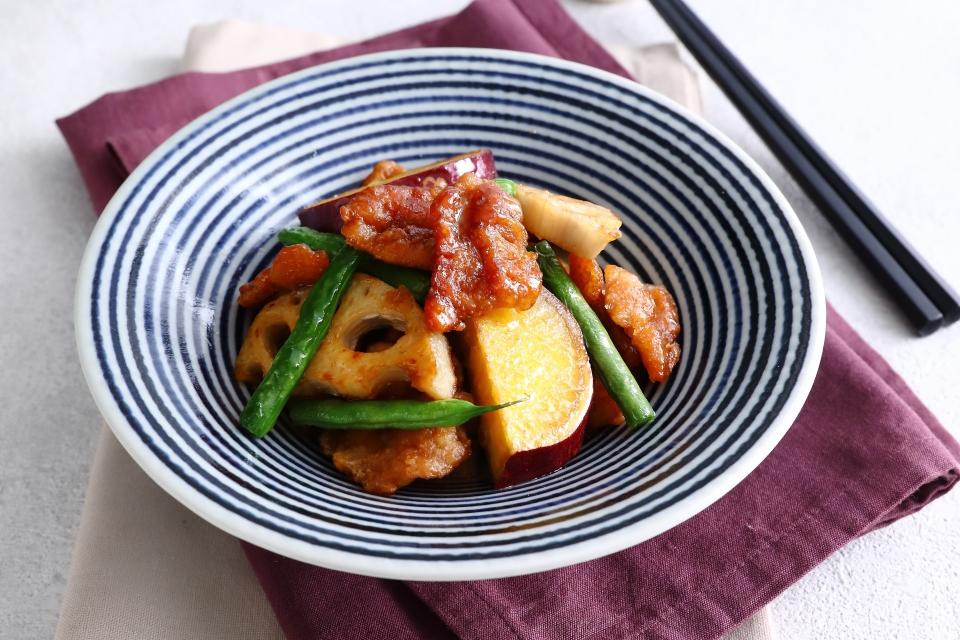 大豆ミートと根菜の甘酢あん