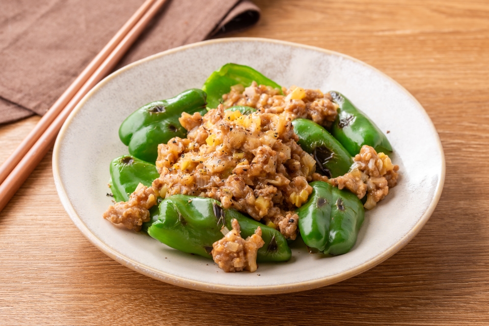 ピーマンの香味肉だれ