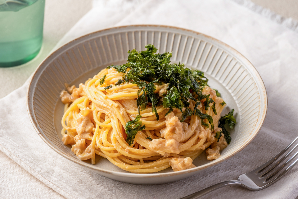 のりと米糀ミルクのクリームパスタ