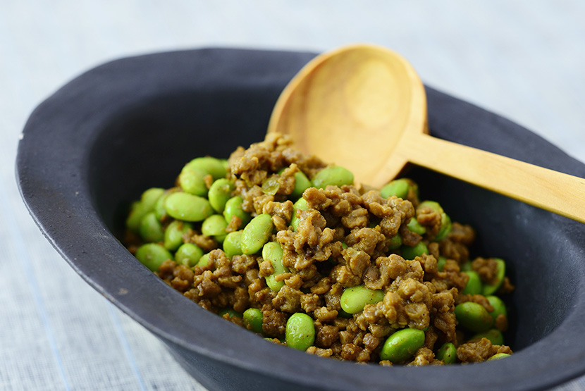 大豆肉と枝豆のカレーしょうゆ炒め レシピ マルコメ
