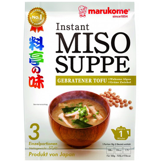 Soupe miso inst. végétarienne - Tôfu frit & wakamé 152g Marukome