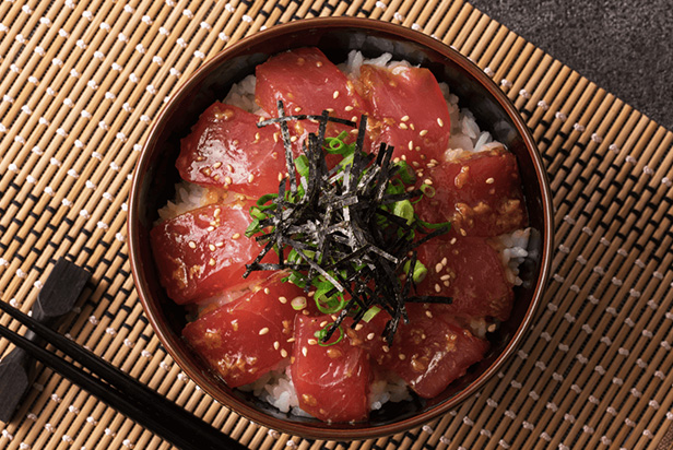 Maguro-Don (Tuna Sashimi Bowl) with Shoyu-koji