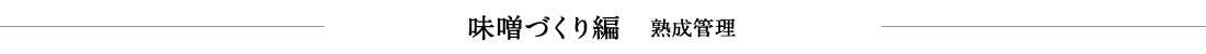 味噌づくり編  熟成管理