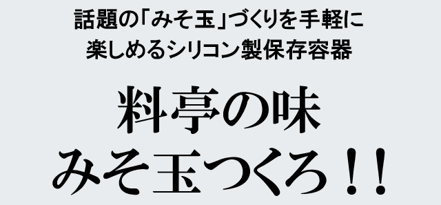 作り置きできて1個ずつ使える便利な「みそ玉」が簡単に作れるシリコン製容器 料亭の味みそ玉つくろ 2017年3月上旬より全国で新発売