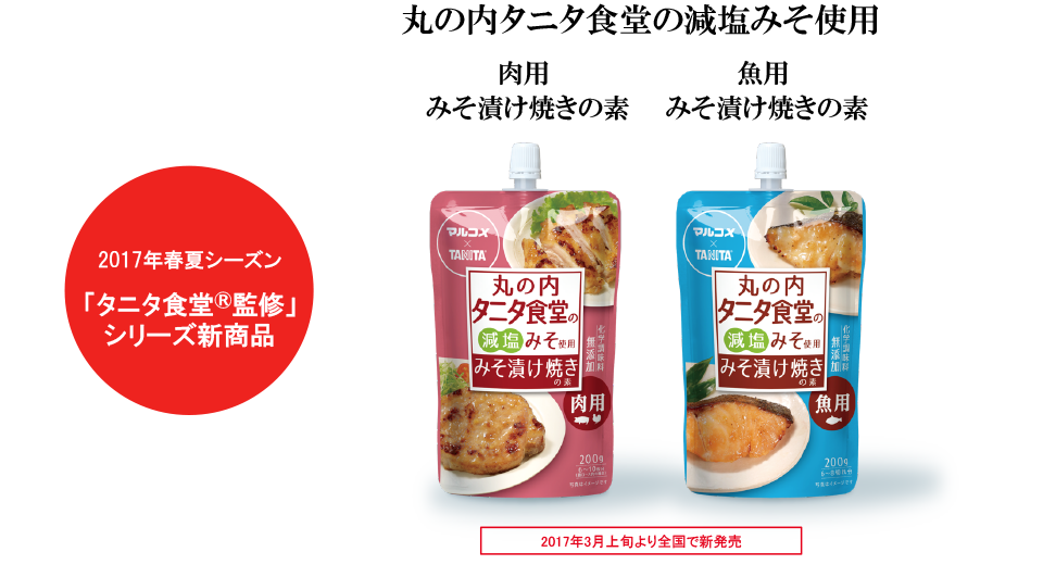 2017年春夏シーズン “タニタ食堂®監修”シリーズ新商品 タニタ監修 肉用みそ漬け焼きの素、魚用みそ漬け焼きの素