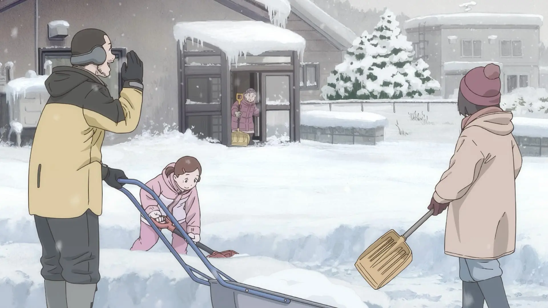 翌朝早く強めに吹き付ける風と雪