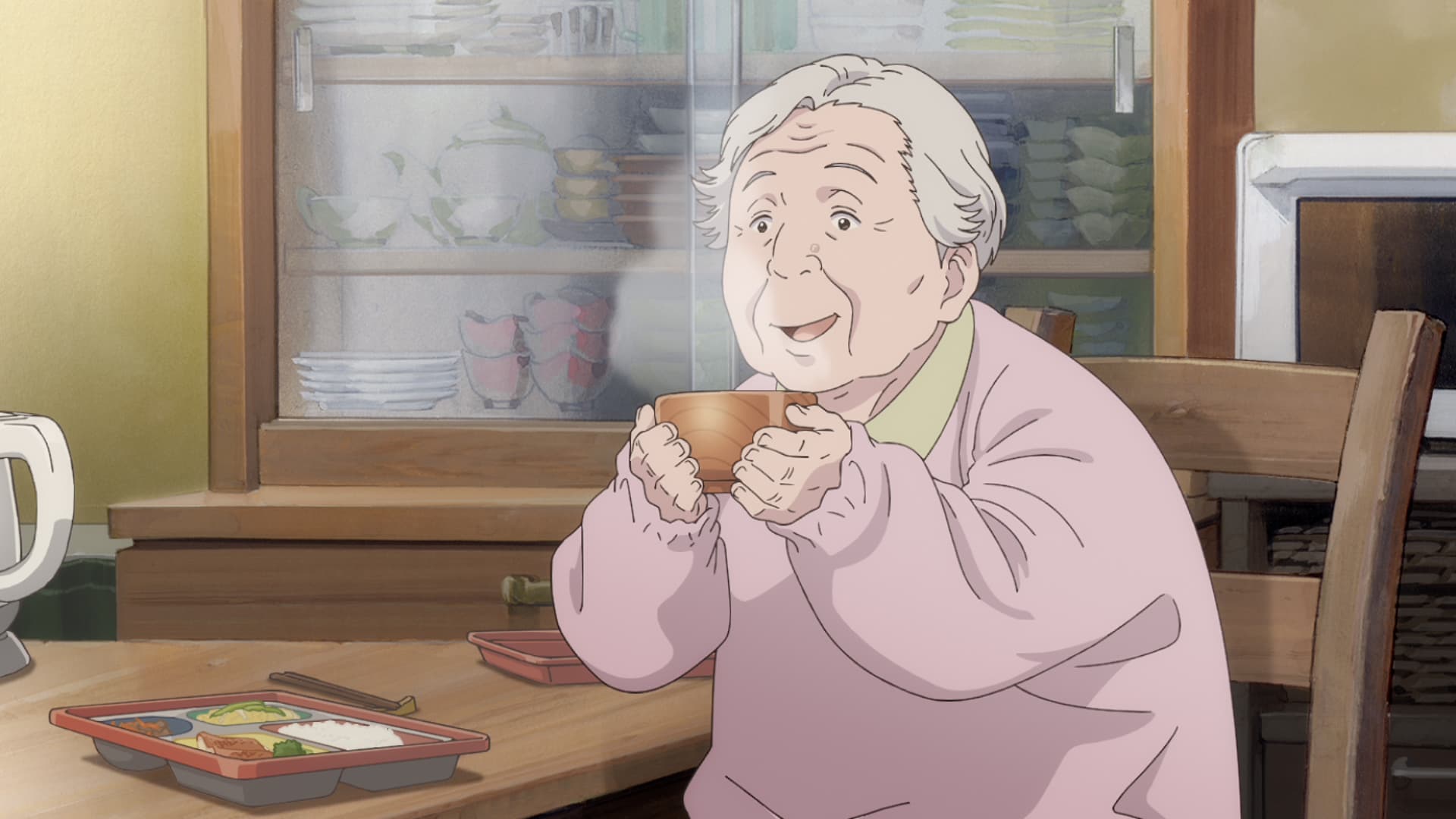 さらにおいしそうにおみそ汁を味わう