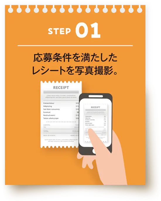 応募条件を満たしたレシートを写真撮影。