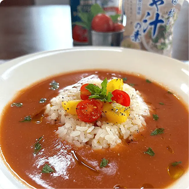 トマトジュースとハーブで<br>冷たい爽やかリゾット