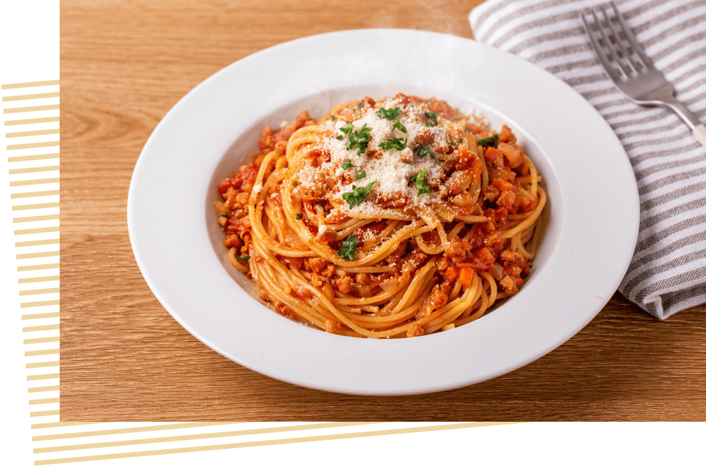 大豆のお肉で作るミートソーススパゲッティ