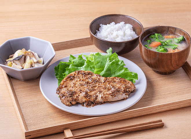 豚ロースのにんにくしょうゆ糀焼きの献立