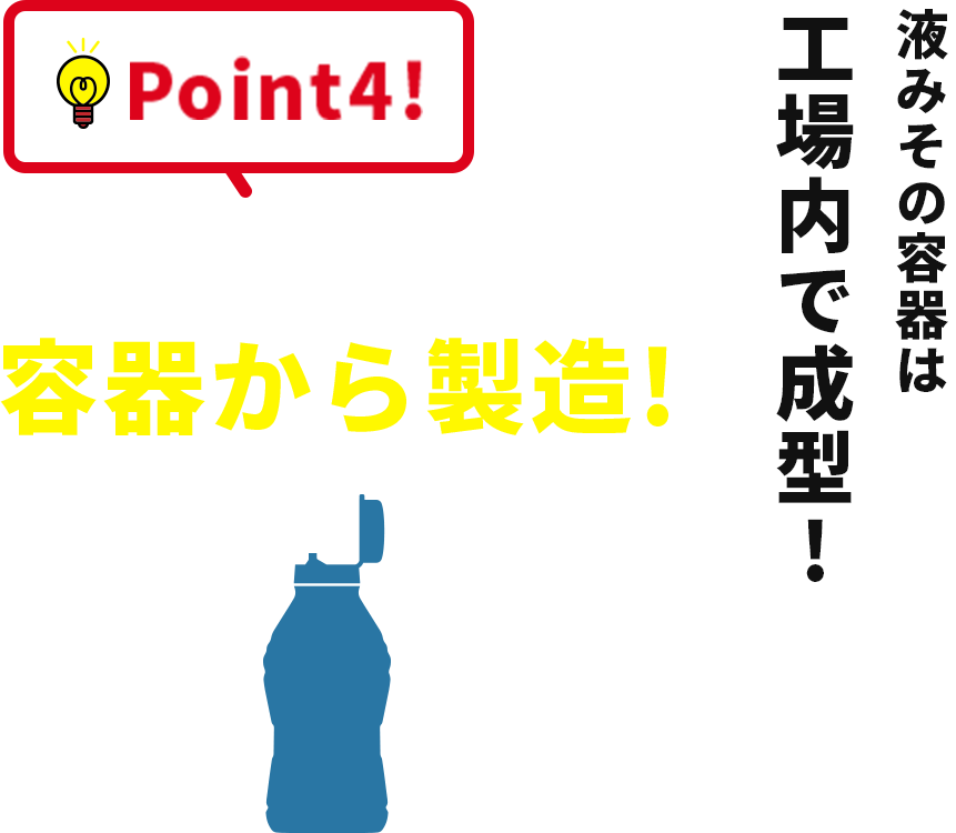 Point4!なんと!容器から製造!液みその容器は工場内で成型!