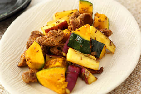 大豆のお肉と彩り野菜のクミンソテー