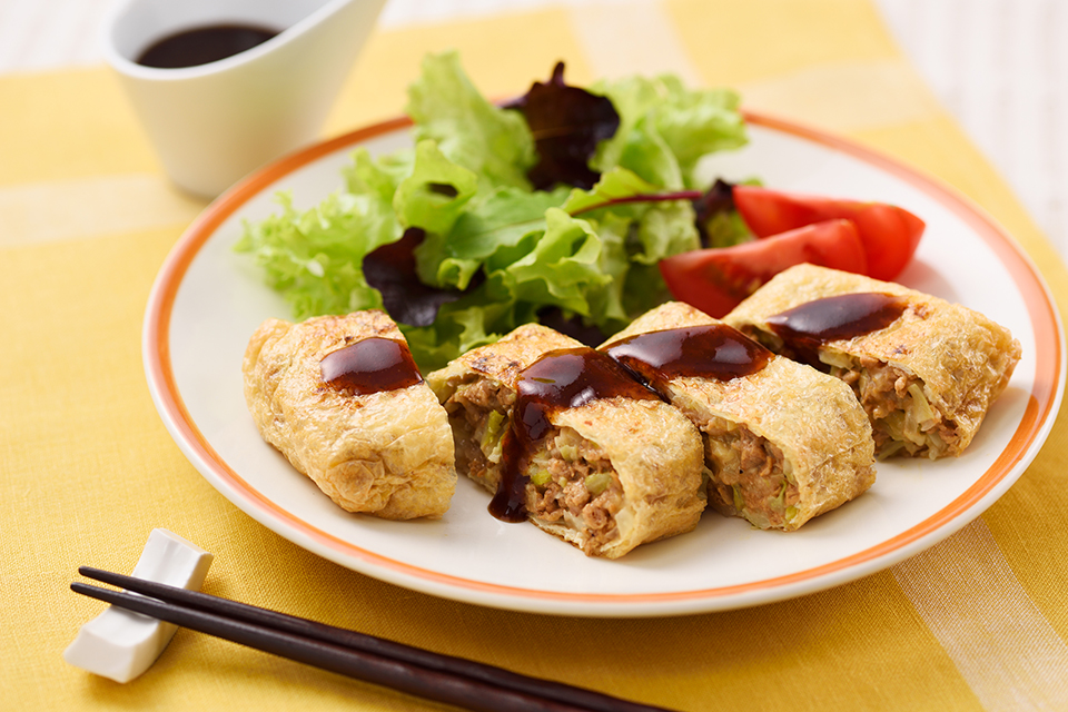 大豆のお肉で!油揚げメンチカツ