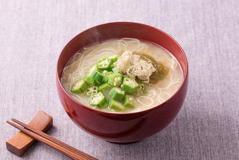 【みそ汁リメイク】オクラととろろ昆布のにゅうめん